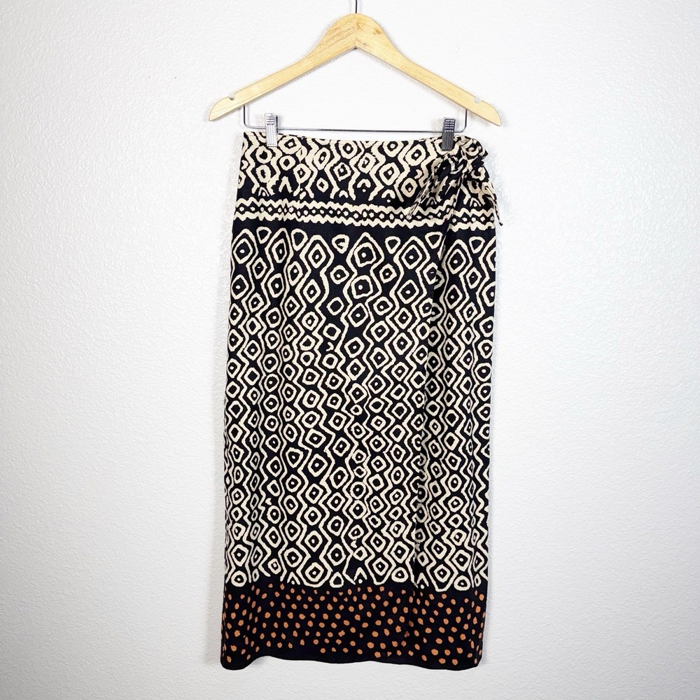 Vintage Jane Seymour Size 6 Womens Boho Beach Resort Linen Blend Midi Wrap Skirt